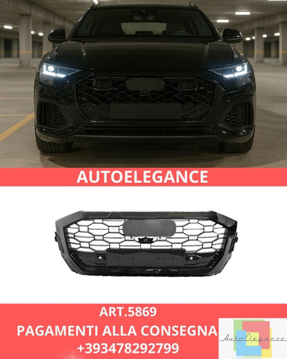 😍ART.5869 GRIGLIA SPORT STYLE NERO LUCIDO PDC ADATTO PER AUDI Q8 18-23😍
