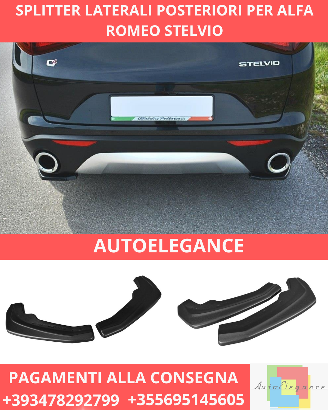 ⭐SPLITTER LATERALI POSTERIORI PER ALFA ROMEO STELVIO⭐