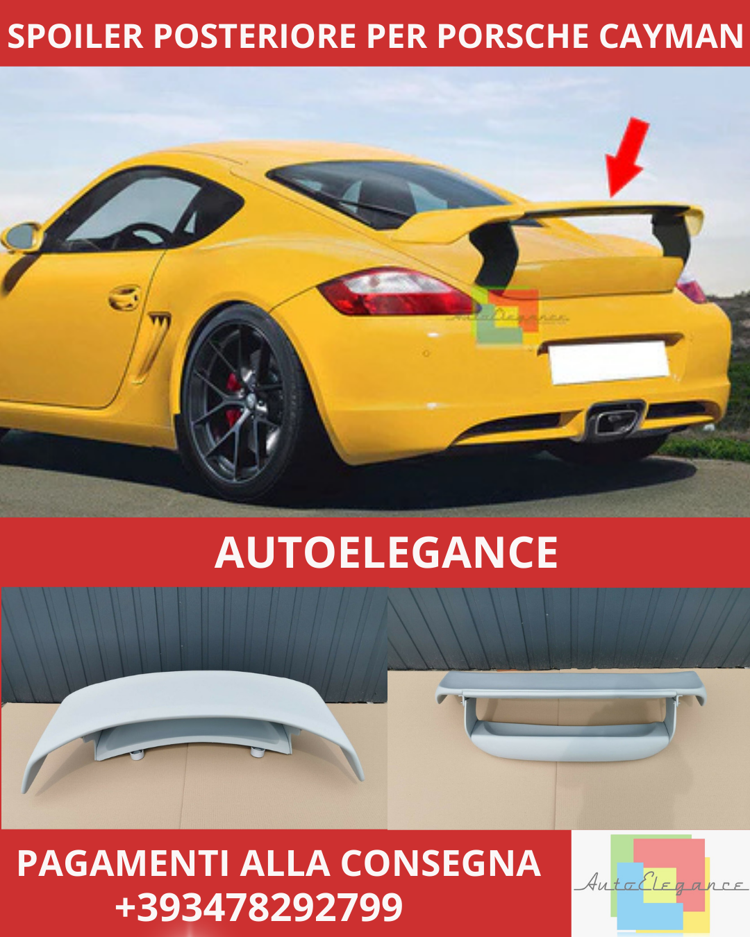 💥SPOILER POSTERIORE ADATTO PER PORSCHE CAYMAN 987 DAL 2005-2013 LOOK GT💥