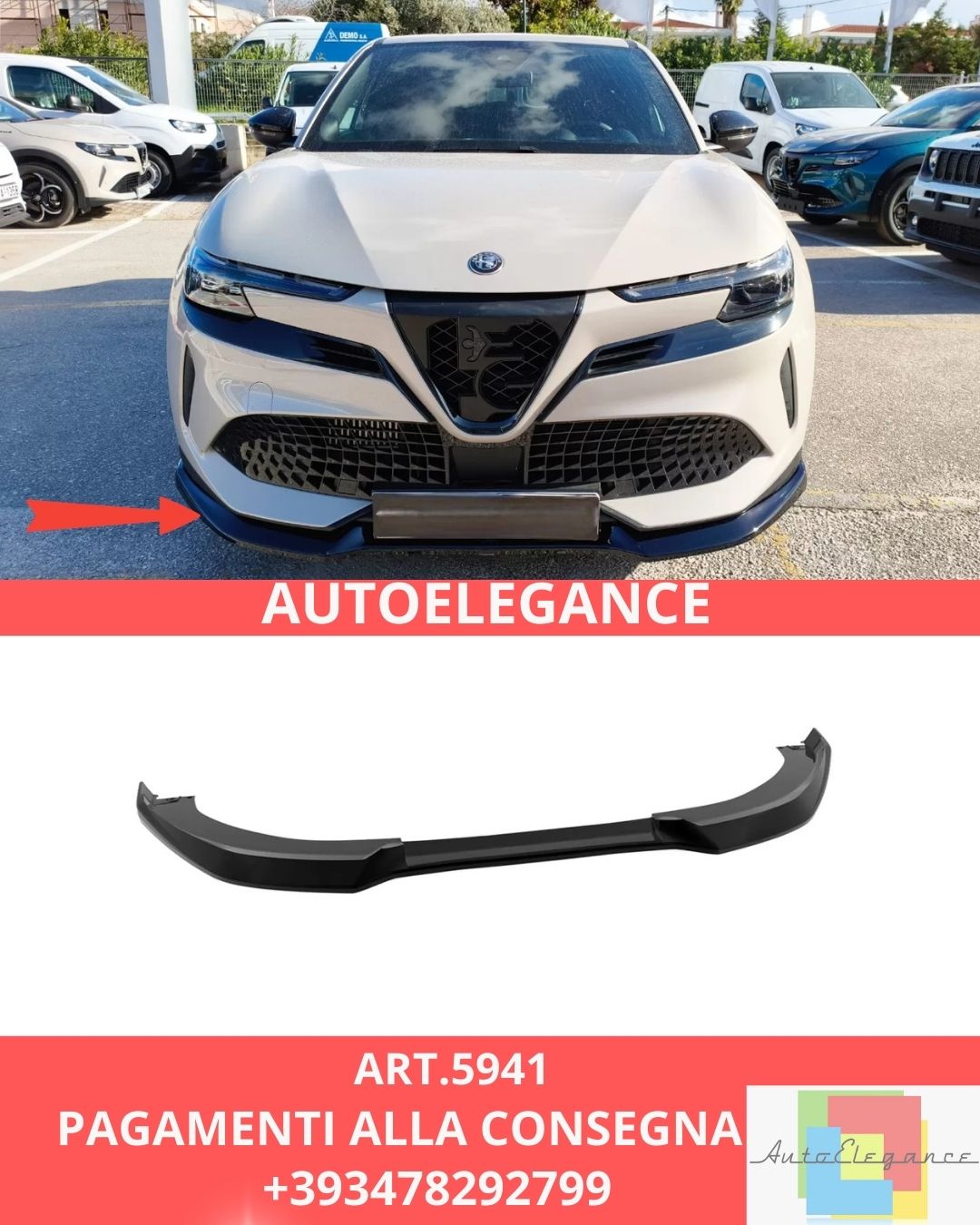 😍ART.5941 Splitter Anteriore Adatto Per Alfa Romeo Junior 😍