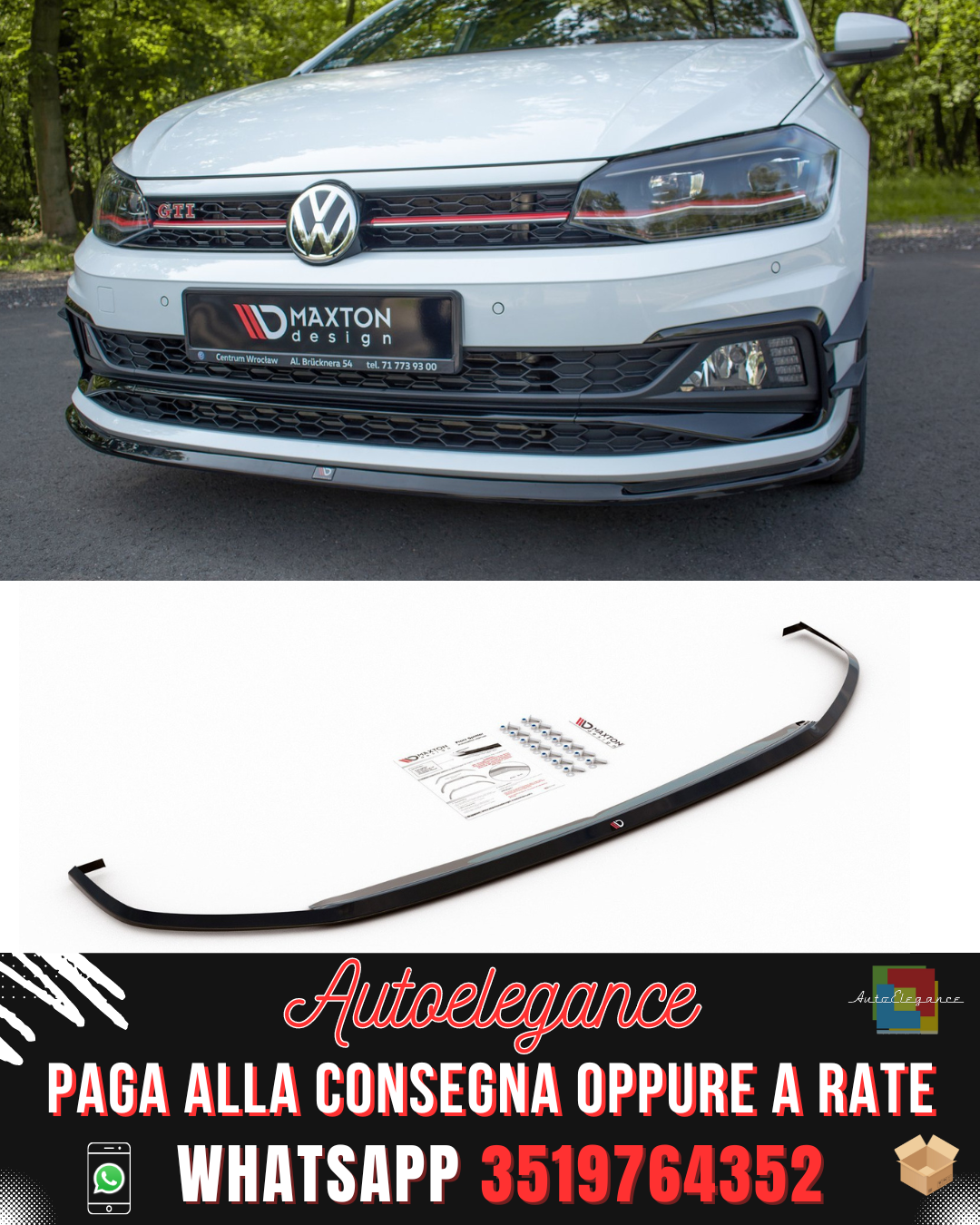 SPLITTER ANTERIORE V.3 ADATTO PER  VW POLO GTI MK6