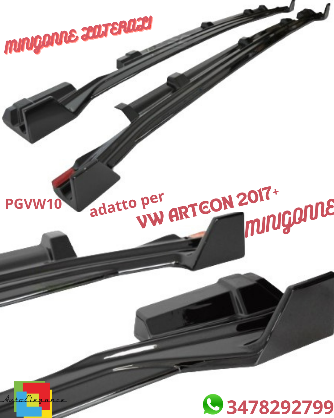 ⭐SPORT SIDE SKIRTS SUITABLE FOR VW ARTEON 17-⭐