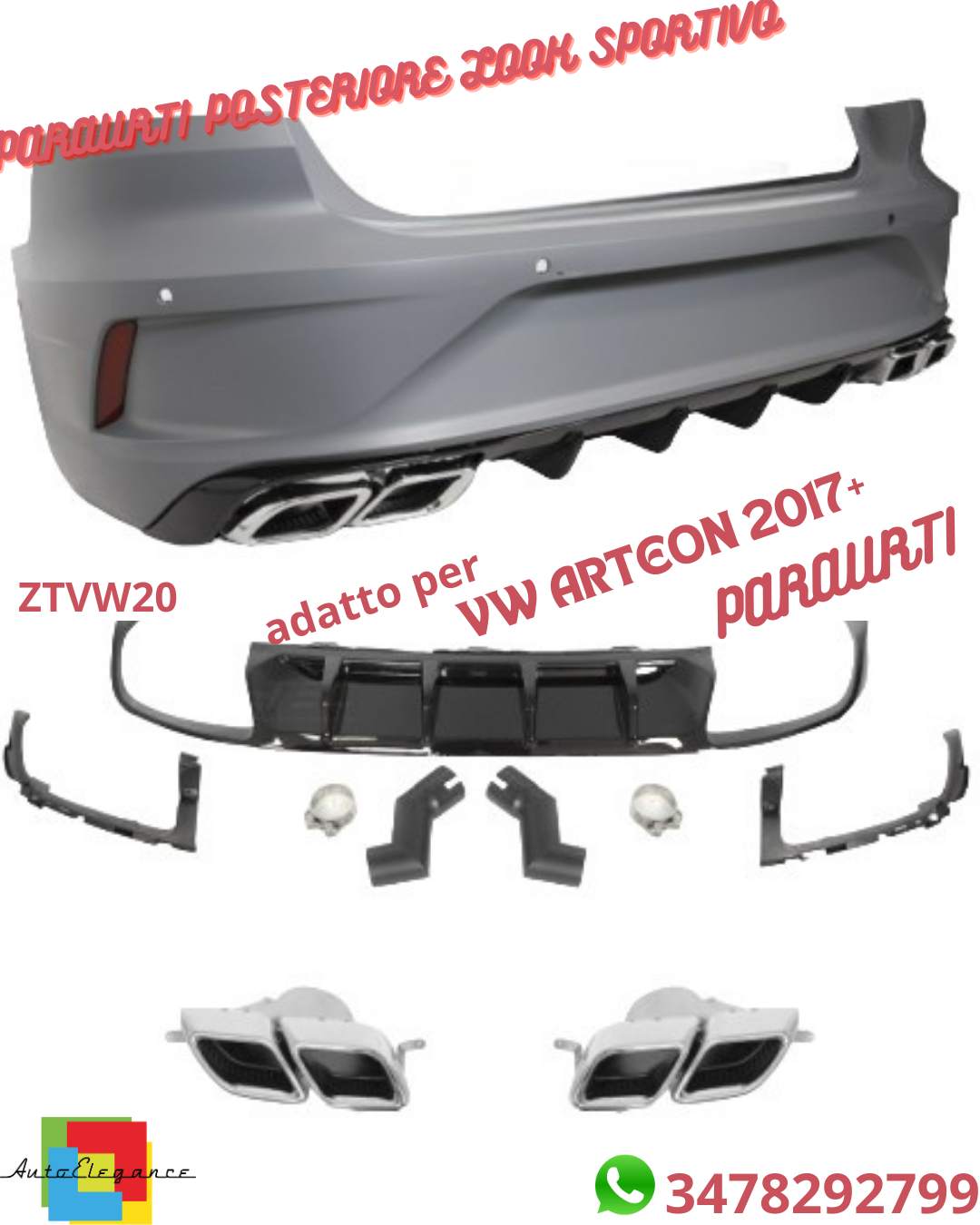 💪PARAURTI POSTERIORE SPORT LOOK ADATTO PER VW ARTEON 17-💪
