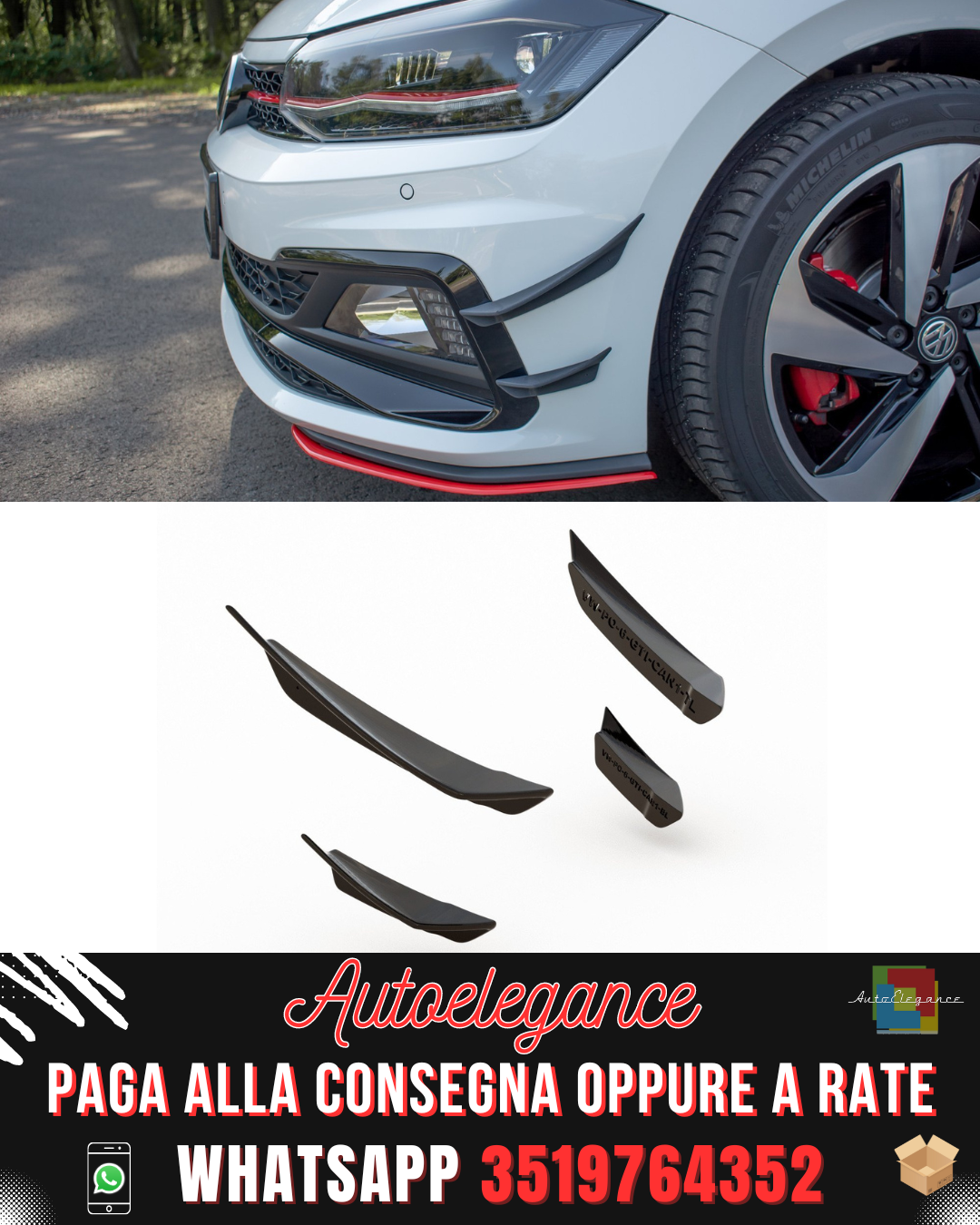 LAME PARAURTI ANTERIORE ADATTE  PER  VW POLO GTI MK 6