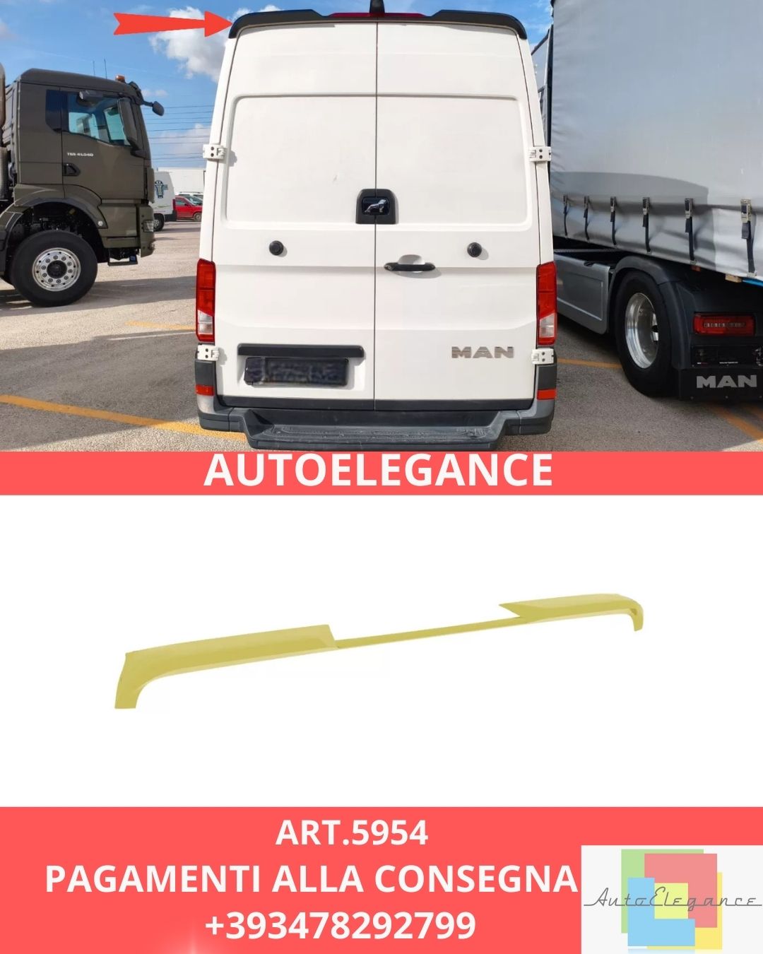 😍ART.5954 Spoiler Sul Tetto V.1 Volkswagen Crafter Mk2😍