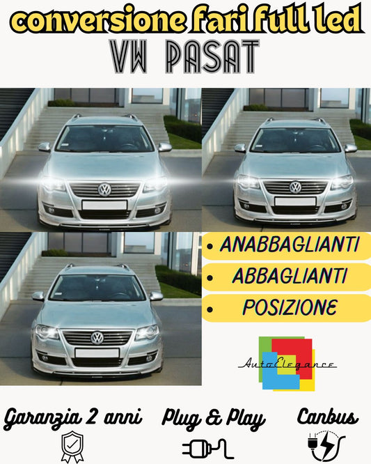 KIT FARI FULL LED VW PASSAT B6 ANABBAGLIANTI ABBAGLIANTI POSIZIONE LED CANBUS