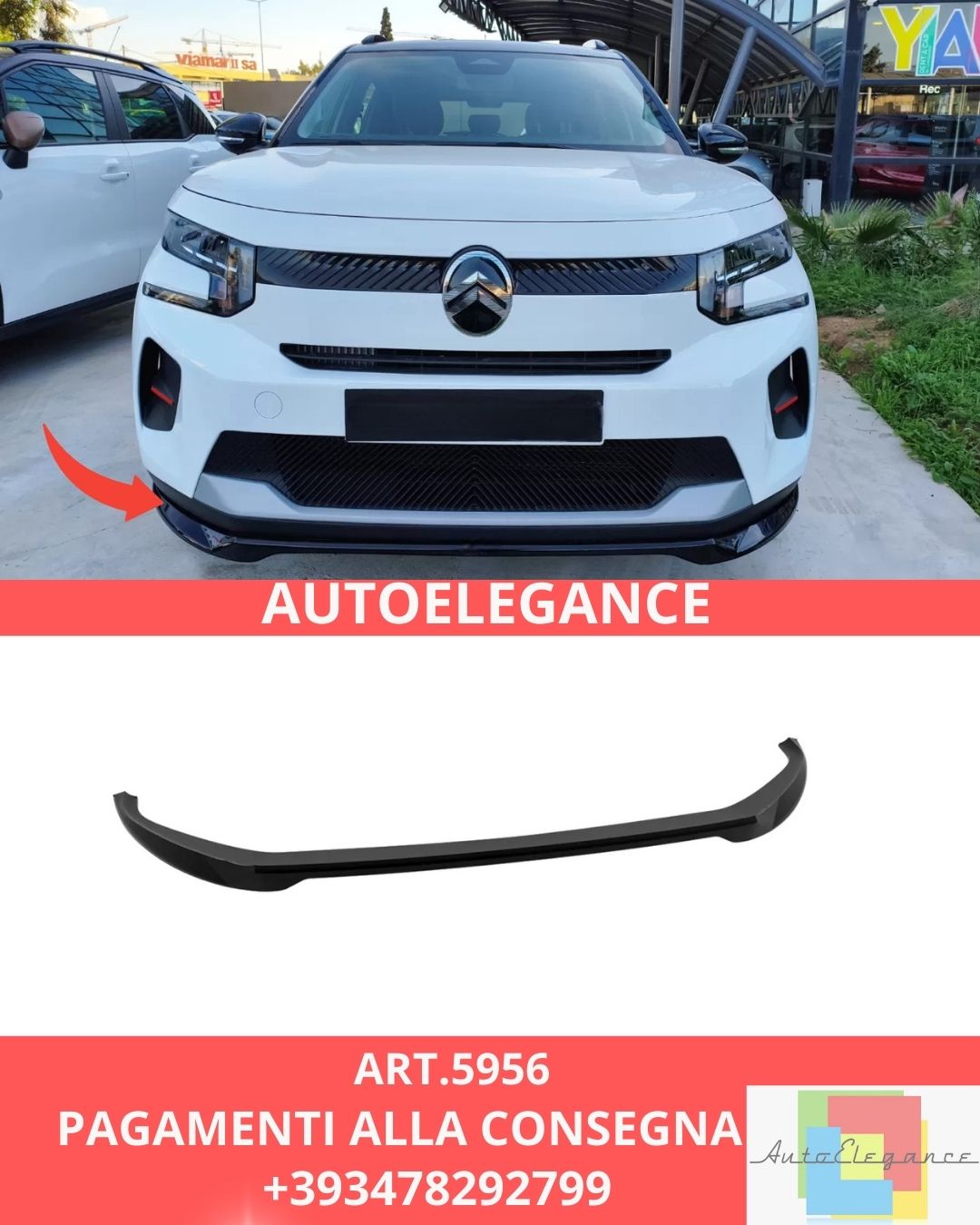 😍ART.5956 Splitter Anteriore Adatto Per Citroen C3 Mk4 😍