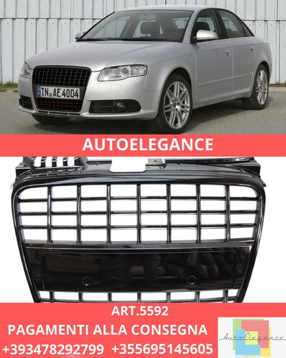 ✨ART.5592 GRIGLIA SPORTIVA NERA LUCIDA adatta ad AUDI A4 B7 04-08T✨