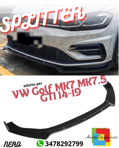 🤩Front Splitter Bumper SUITABLE For Golf MK7 MK7.5 GTI 14-19 Carbon Look 🤩