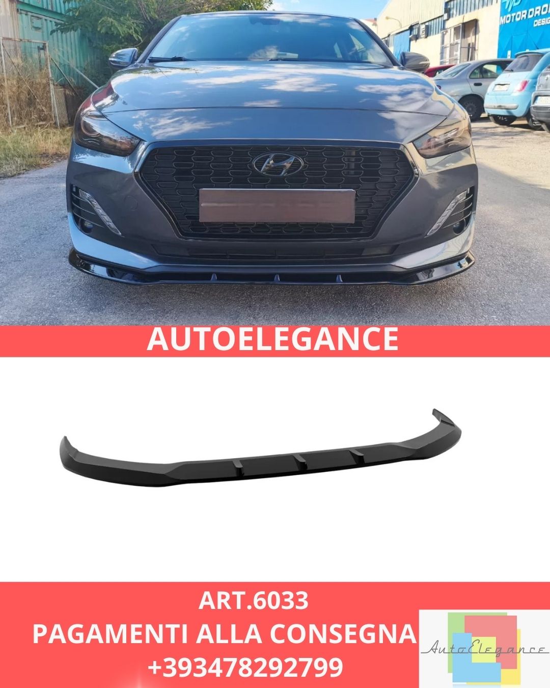😍ART.6033 Splitter Anteriore Adatto Per Hyundai i30 Mk3 Fastback(2016-2020) 😍