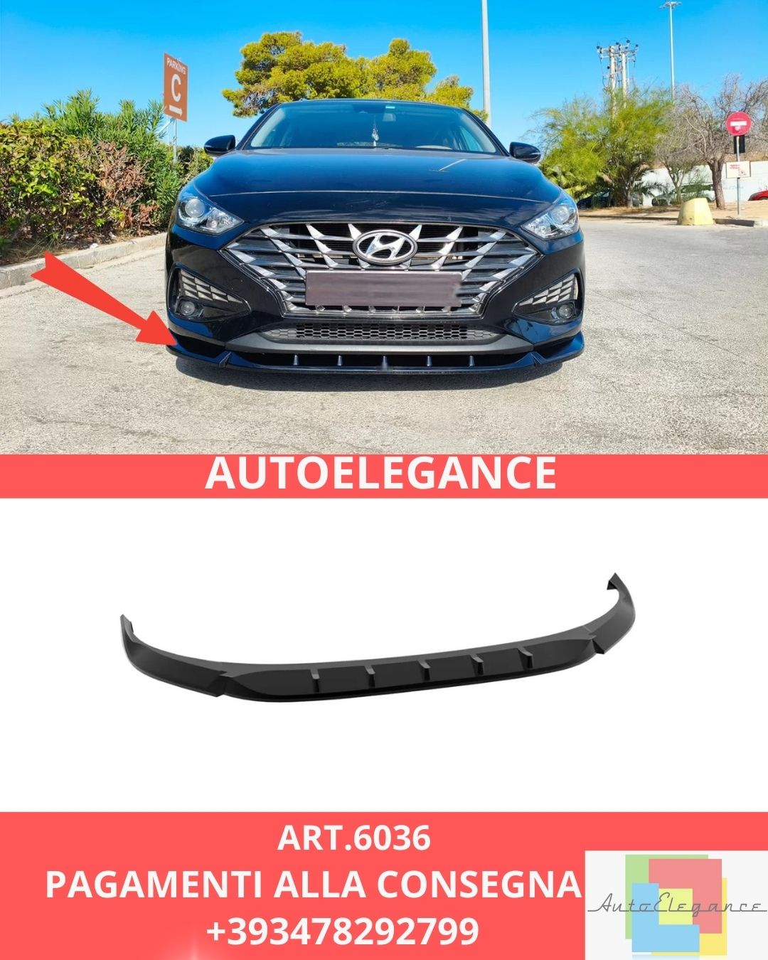 😍ART.6036 Splitter Anteriore Adatto Per Hyundai i30 Mk3 Facelift 😍