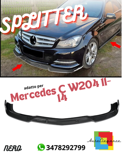 🏁FRONT BUMPER SPLITTER, SIDE SKIRTS SUITABLE FOR MERCEDES CLASSEC W204 11-14