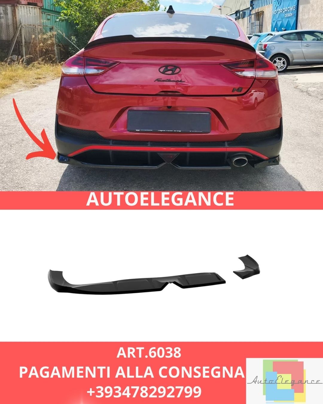 😍ART.6038 Splitter Posteriore Hyundai i30 Mk3 N-Line Fastback Facelift 😍