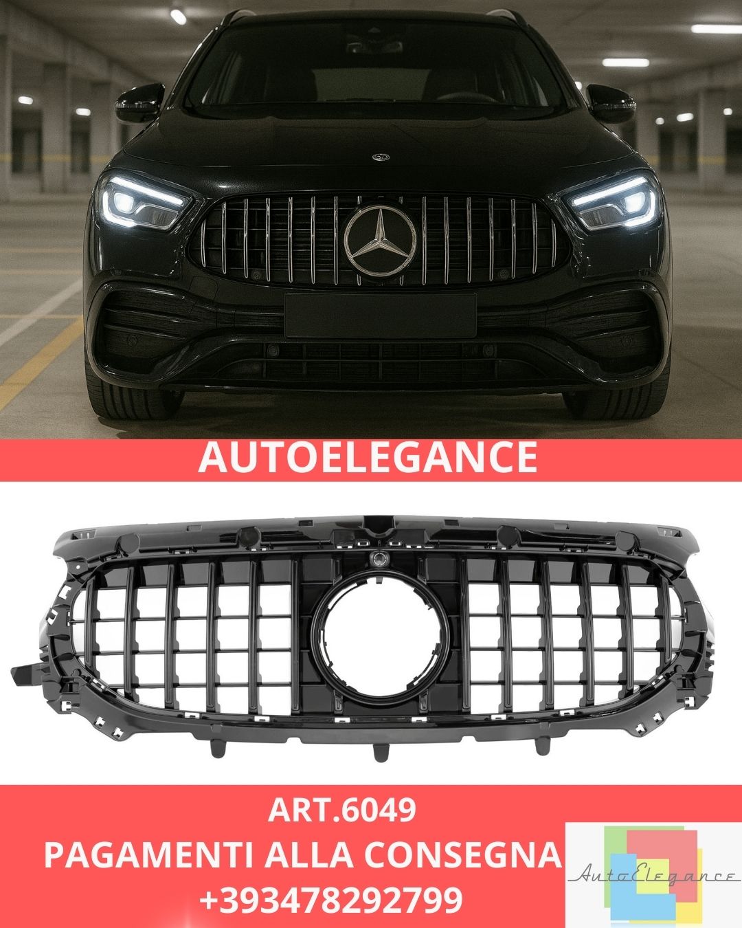 😍ART.6049 Griglia Sport Panamericana GT Adatta Per Mercedes H247 GLA Facelift😍