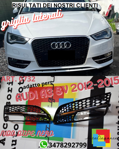 🔥SIDE FOG LIGHT GRILLS FOR AUDI A3 8V 12-15 RS3 HONEYCOMB DESIGN BLACK🔥