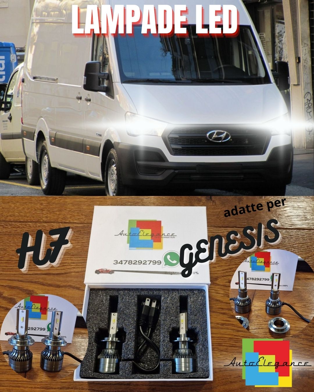 Kit Full LED H7 PER Hyundai H350 ANABBAGLIANTI CANbus Bianco Puro 6500K 8000LM