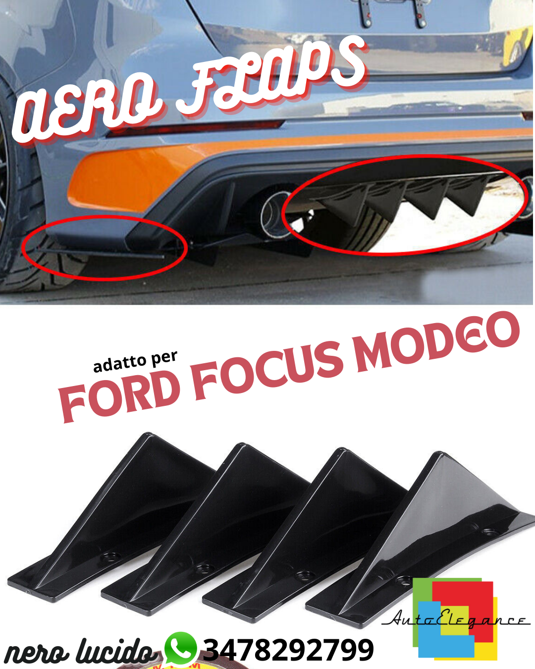 ⭐Aero flaps adatto per FORD FOCUS MONDEO nero lucido⭐