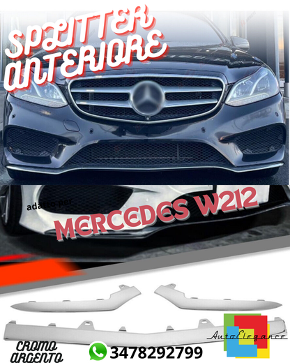 SPLITTER ANTERIORE ADATTO PER 2014-2016 MERCEDES W212 SPORT CROMO ARGENTO