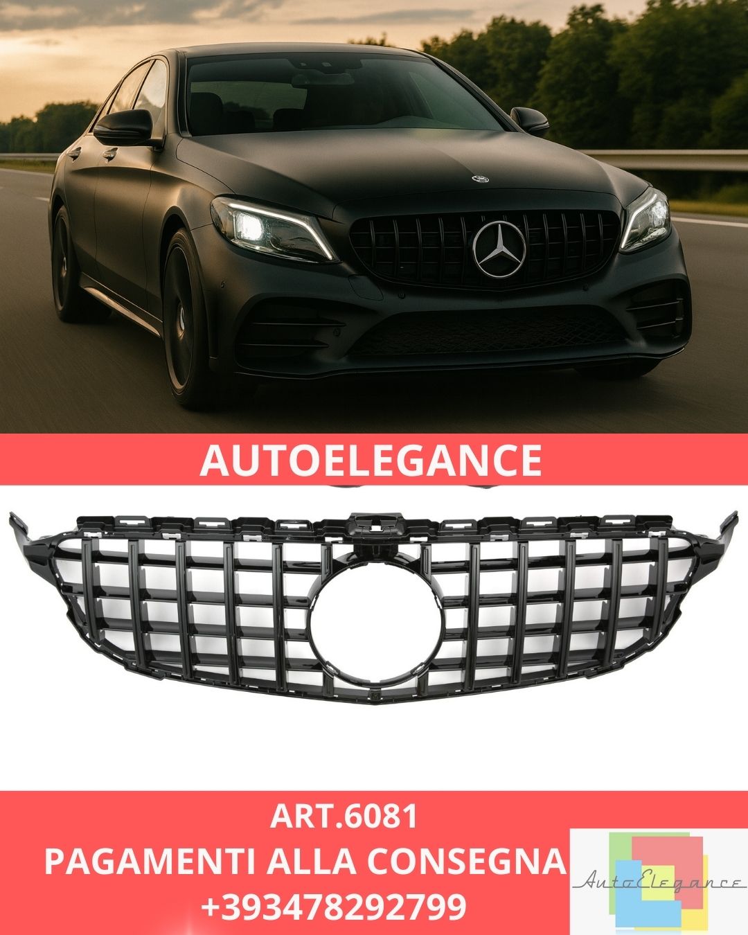 😍ART.6081 Griglia Sport Panamericana GT Adatta Per Mercedes W205 2014-2021😍