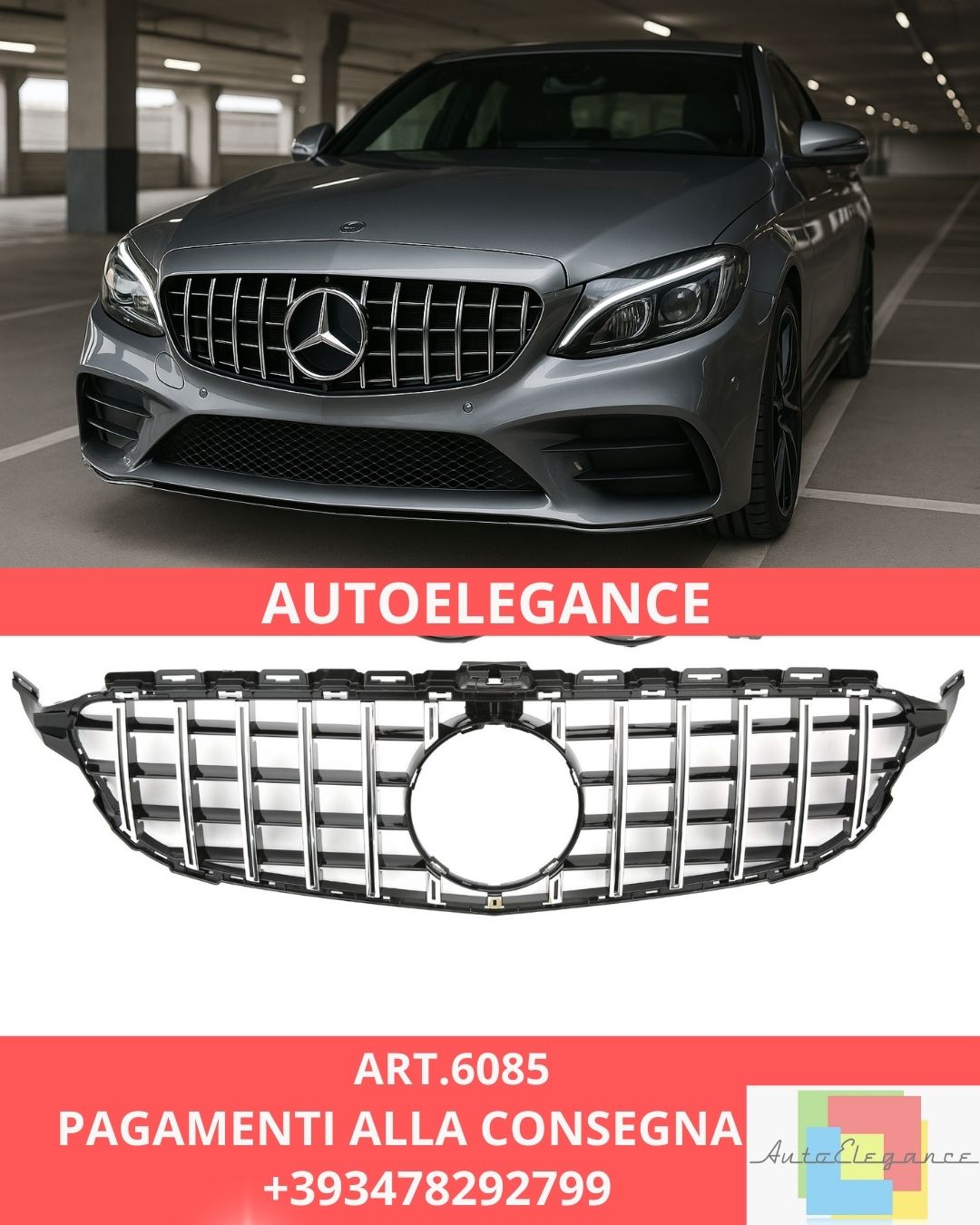 😍ART.6085 Griglia Panamericana GT Chromato Adatta Per Mercedes W205 2014-2021😍