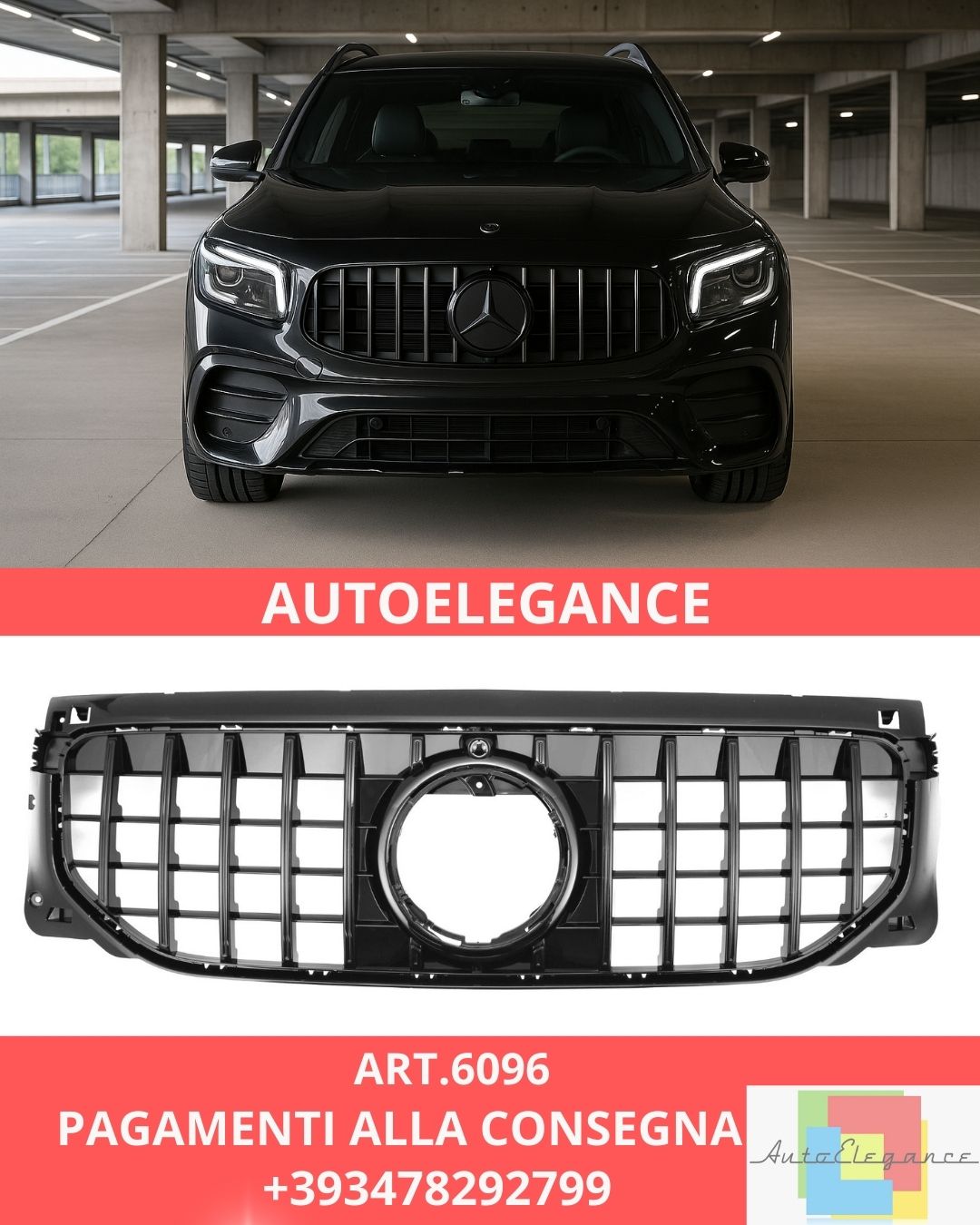 😍ART.6096 Griglia Panamericana GT Nero Adatta Per Mercedes X247 GLB 2023😍