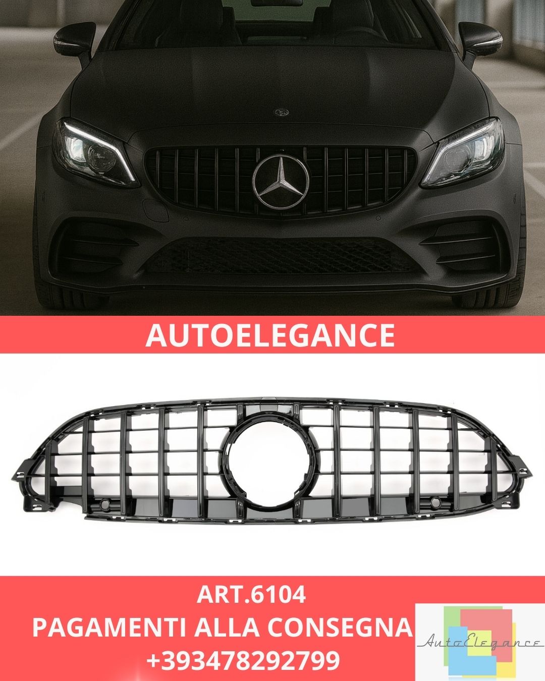 😍ART.6104 Griglia Panamerica GT Nero Adatta Per Mercedes C236 Coupé e A236😍
