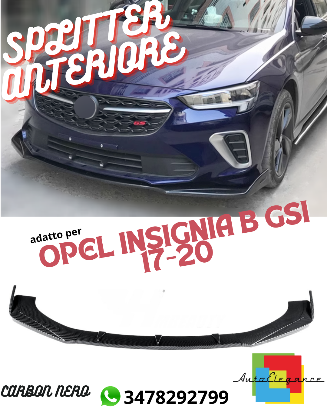 ➡️FRONT SPLITTER SUITABLE FOR OPEL INSIGNIA B GSI 17-20 CARBON BLACK😍