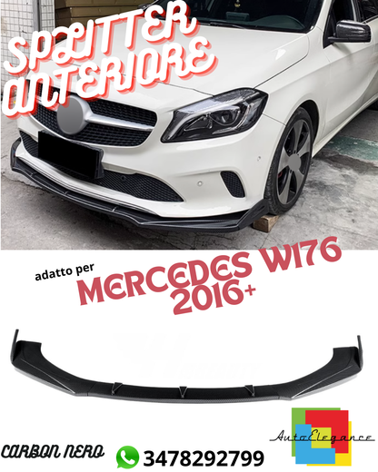 ✔️FRONT SPLITTER SUITABLE FOR ⭐MERCEDES W176 2016+⭐CARBON BLACK✔️