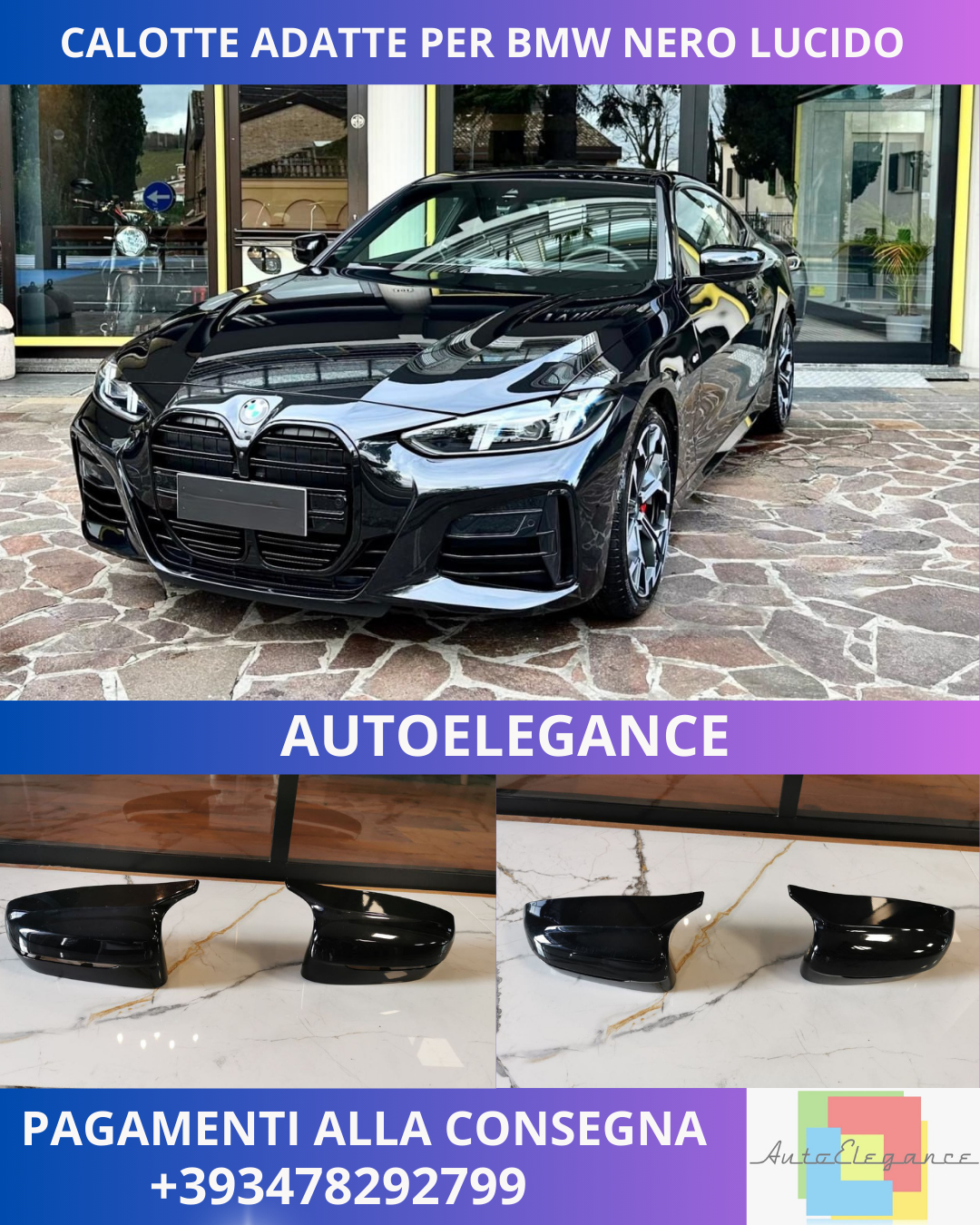 ✨CALOTTE ADATTE PER BMW G11 G12 G14 G15 G20 G21 G22 G23 G30 G31 G42 NERO LUCIDO✨