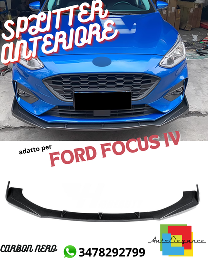 💎 SPLITTER ANTERIORE ADATTO PER ⭐FORD FOCUS IV💎 CARBON NERO✨
