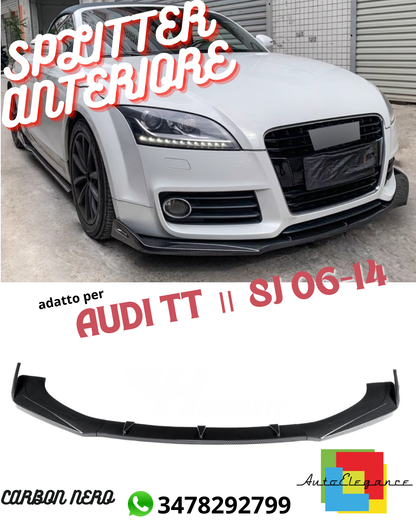 🤩 SPLITTER ANTERIORE ADATTO PER ✨AUDI TT Ⅱ 8J 06-14✨CARBON NERO🤩