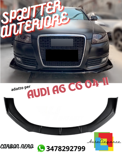 ✨ FRONT SPLITTER SUITABLE FOR ✔️AUDI A6 C6 04-11✔️CARBON BLACK✨