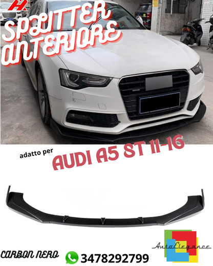 ⚡SPLITTER ANTERIORE ADATTO PER ⭐AUDI A5 8T 11-16⭐CARBON NERO⚡