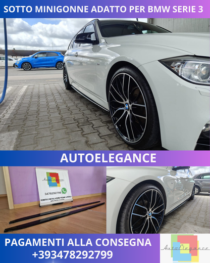 ⭐SOTTO MINIGONNE ADATTO PER BMW SERIE 3 E90 E91 05-11 NERO LUCIDE⭐