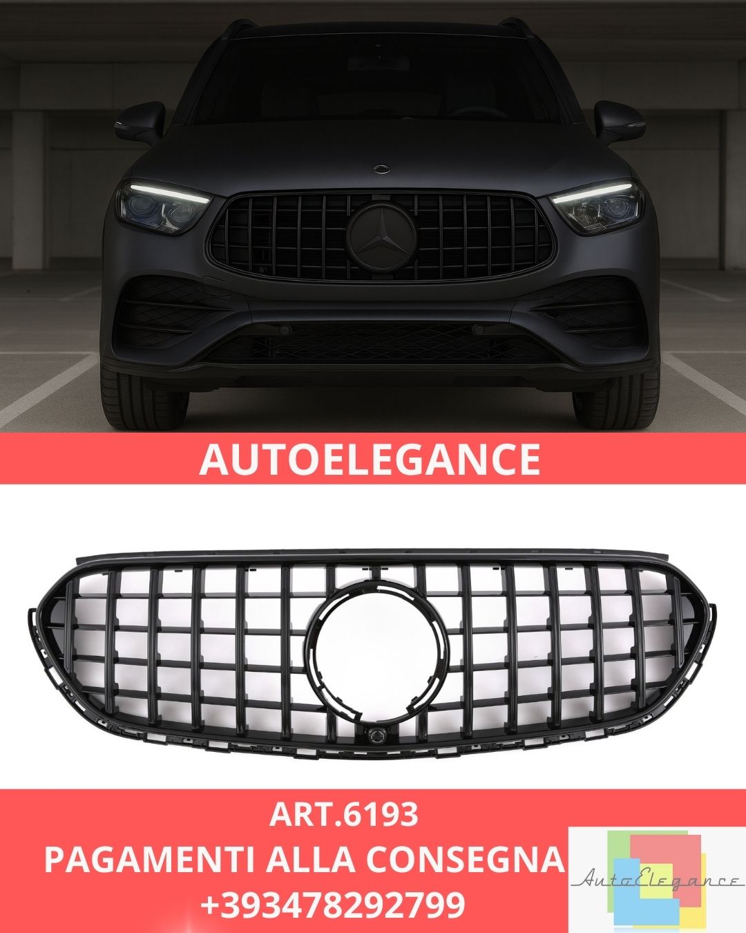 😍ART.6193 Griglia PANAMERICANA Nera Adatta Per Mercedes X254 GLC😍