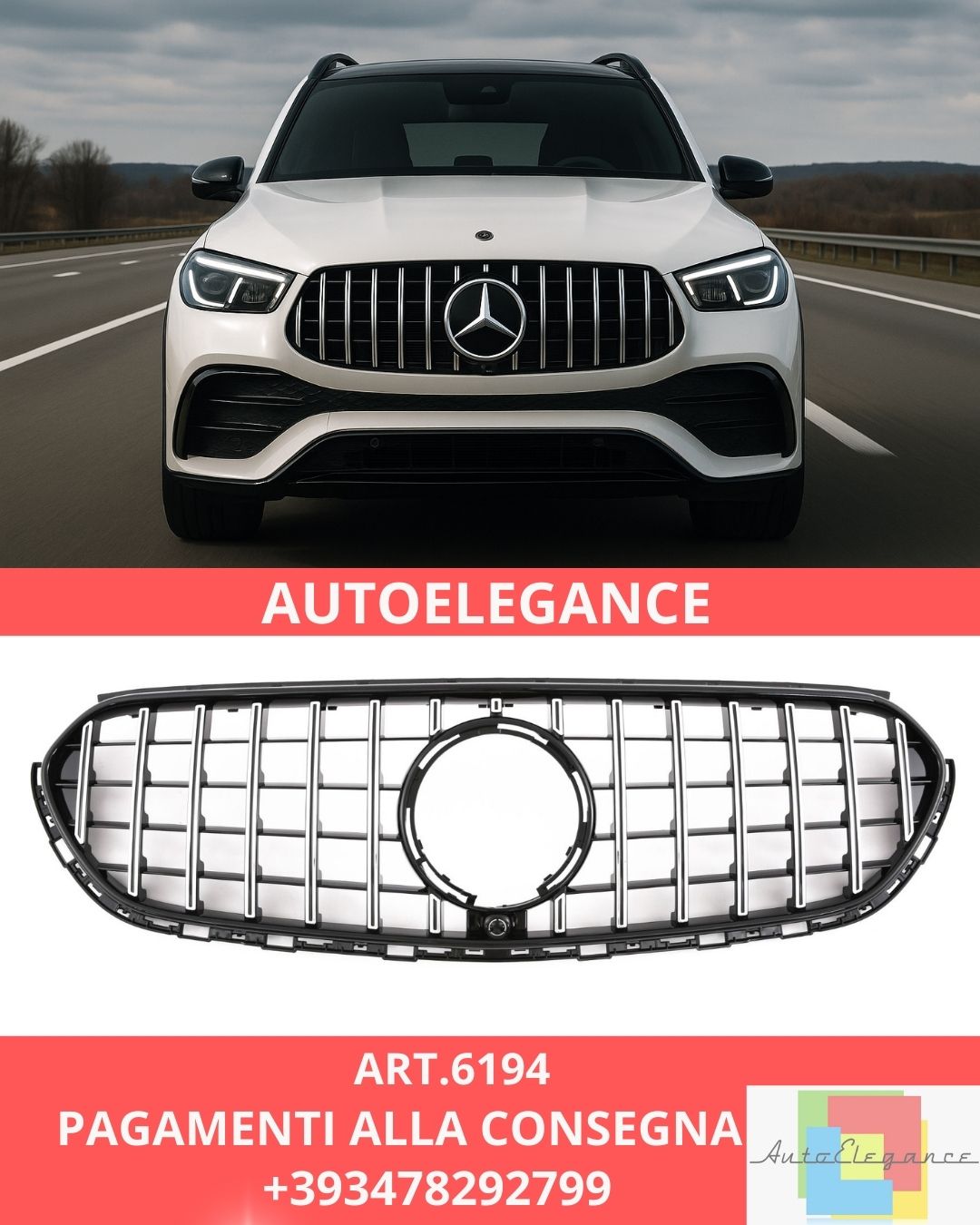 😍ART.6194 Griglia PANAMERICANA Chromato Adatta Per Mercedes X254 GLC😍
