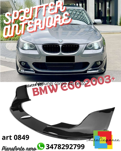 🟢SPLITTER A PLUS+ M SPORT STYLE ADATTO PER BMW E60 2003+Pianoforte nero🟢