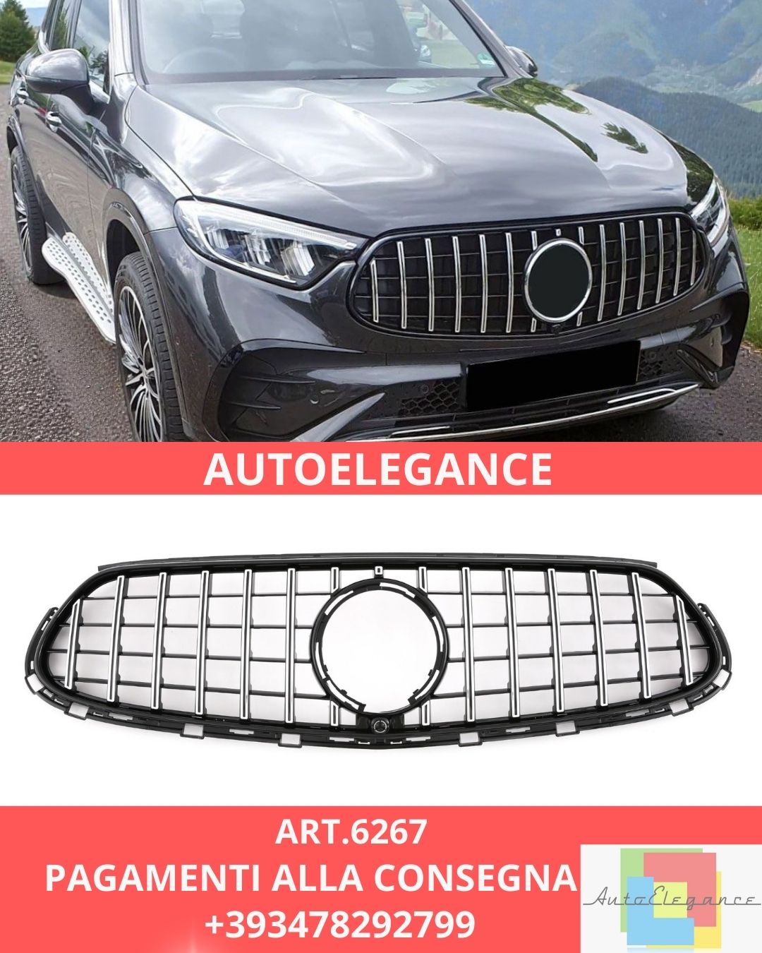😍ART.6267 Griglia PANAMERICANA Nero Adatta Per Mercedes X254 GLC😍