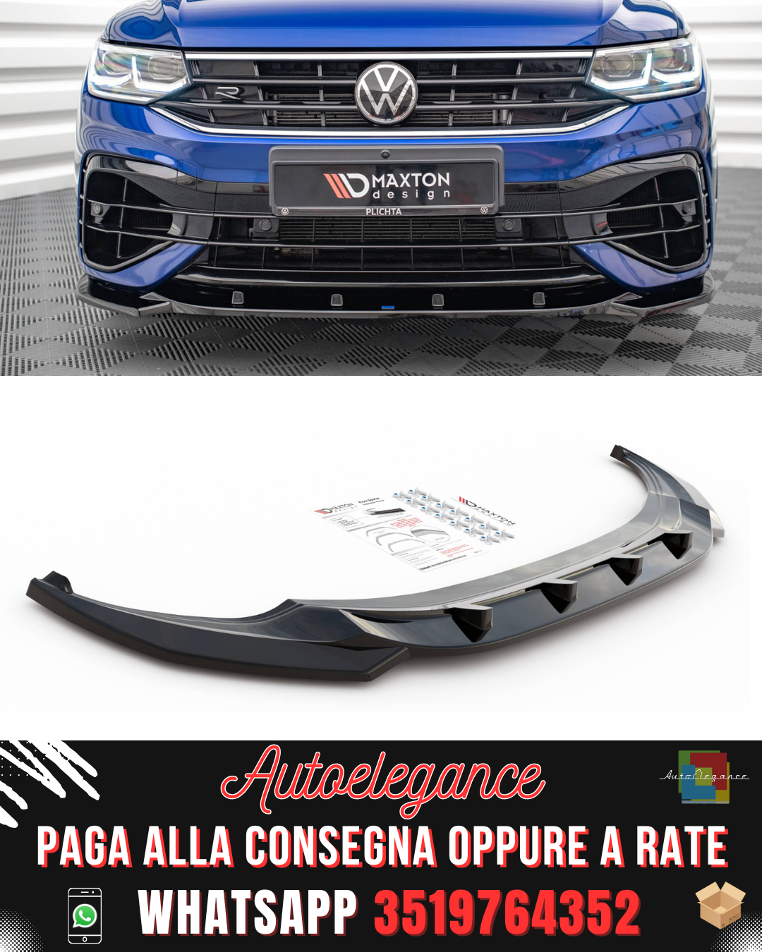 SPLITTER ANTERIORE V.3 ADATTO PER VOLKSWAGEN TIGUAN R / R-LINE MK2 FACELIFT