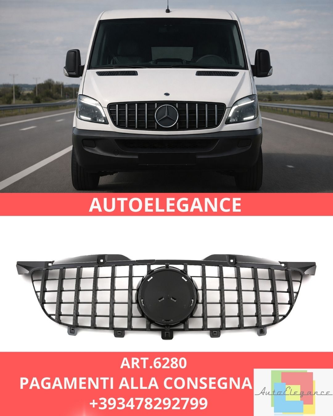 😍ART.6280 Griglia Panamericana GT Adatta Per Mercedes W906 Sprinter 2006-2013😍