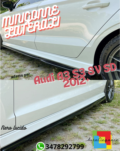 🔥MINIGONNE A Plus STD/S3/S LINE V3 STYLE ADATTO PER AUDI A3 S3 8V NERO LUCIDO🔥