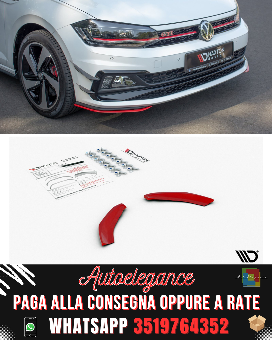 SPLITTER ANTERIORE V.5 adatto per VW POLO MK6 GTI