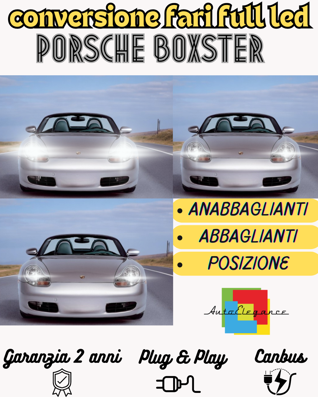 KIT FARI FULL LED PORSCHE BOXSTER 986 ANABBAGLIANTI ABBAGLIANTI POSIZIONE CANBUS