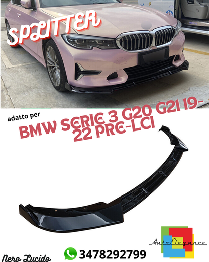 🔥SPLITTER ADATTO PER BMW SERIE 3 G20 G21 19-22 PRE-LCI NERO LUCIDO🔥