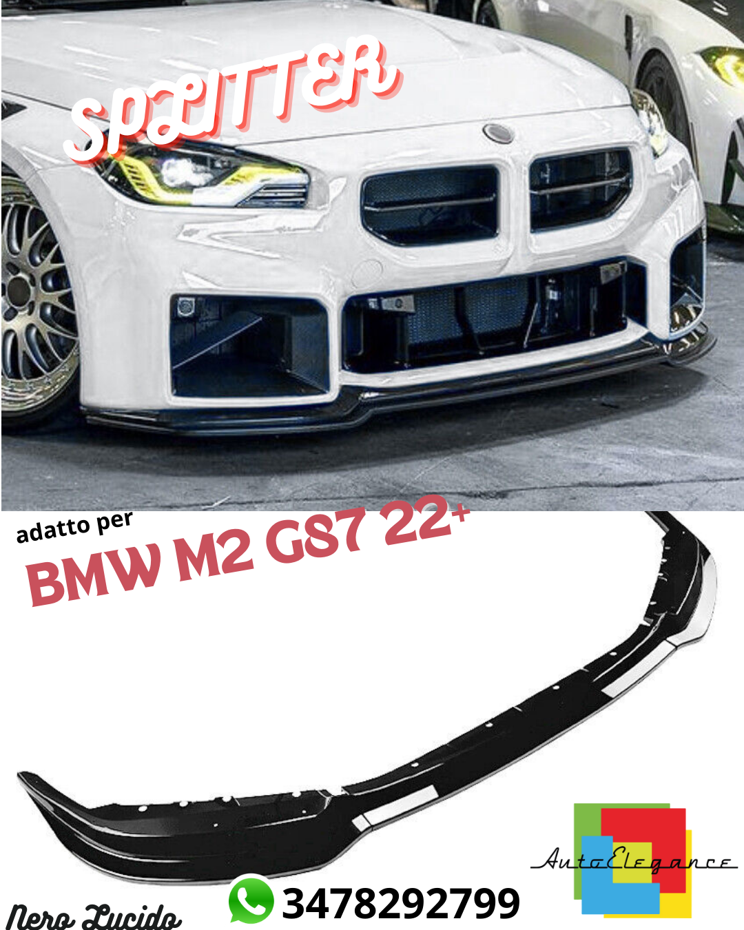 🔥SPLITTER + AERO FLAPS REAR SUITABLE FOR BMW M2 G87 22+ GLOSS BLACK🔥