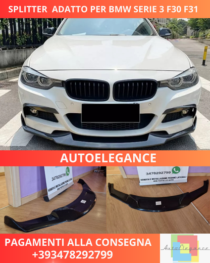 ⭐SPLITTER ADATTO PER BMW SERIE 3 F30 F31 M tech SOTTO PARAURTI ANTERIORE⭐