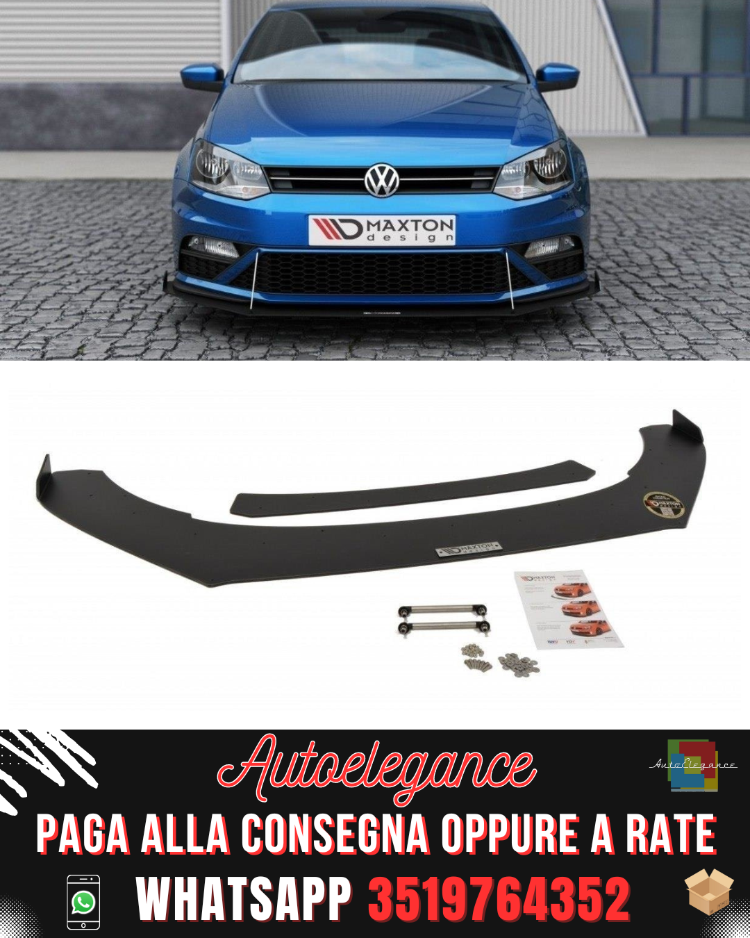 SPLITTER ANTERIORE RACING ADATTO PER VW POLO MK5 GTI FACELIFT