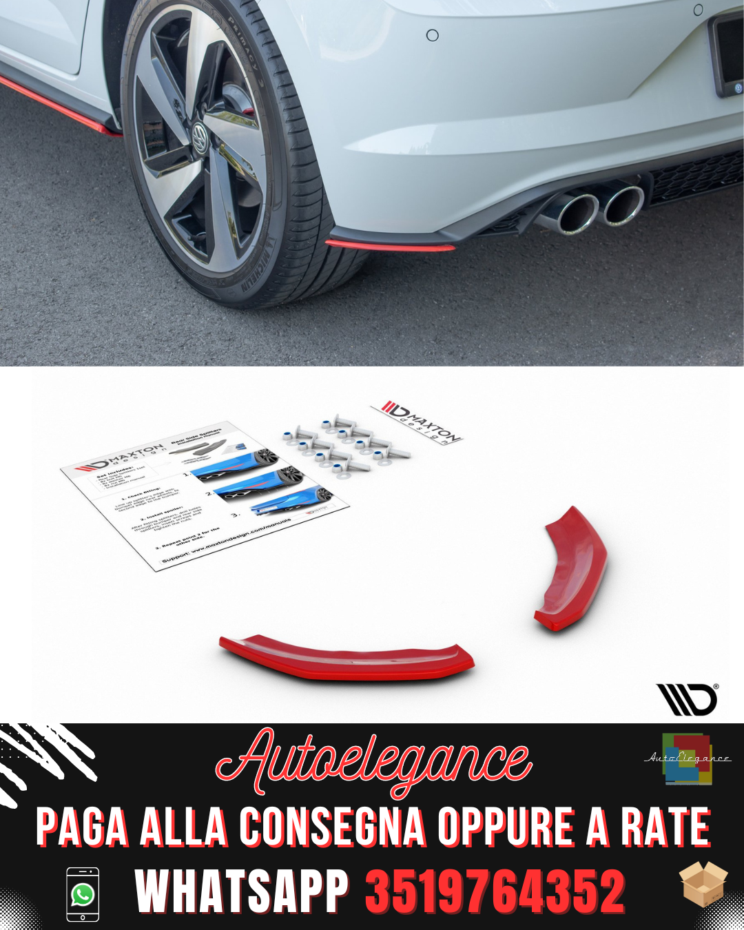 SPLITTER POSTERIORI ADATTI PER  VW POLO MK6 GTI