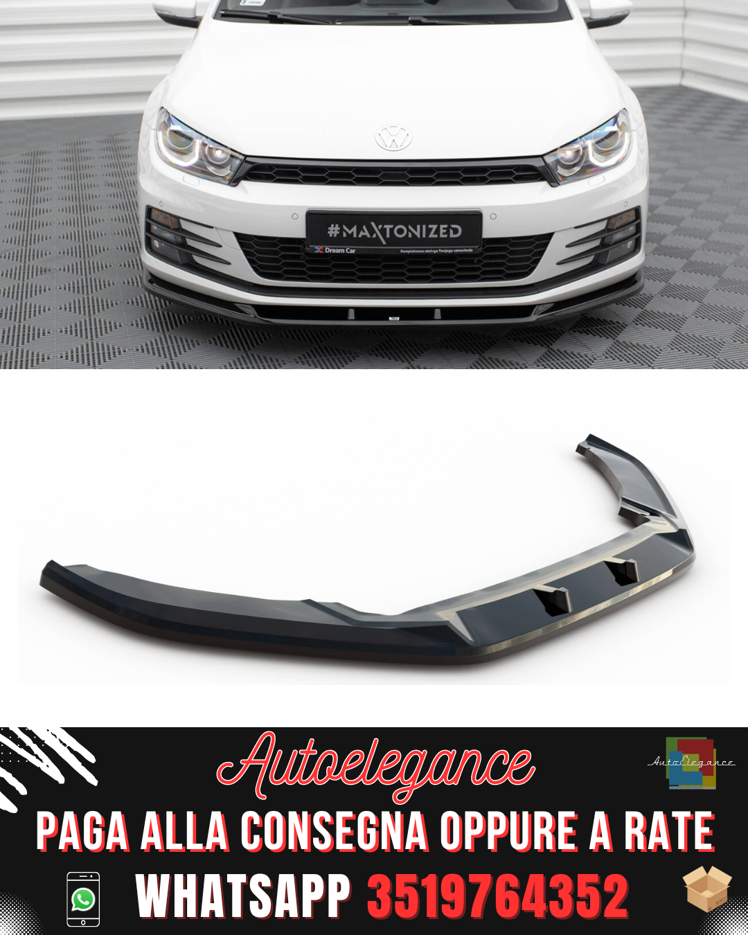 SPLITTER ANTERIORE V.1 adatto per VOLKSWAGEN SCIROCCO MK3 FACELIFT