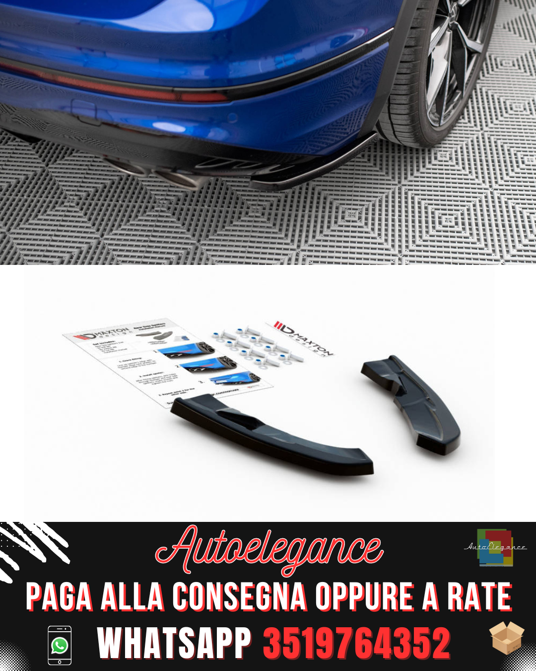 SPLITTER LATERALI POSTERIORI adatti per VOLKSWAGEN TIGUAN R MK2 FACELIFT